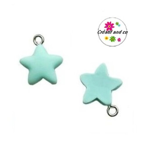 Breloque étoile bleu clair résine 15mm