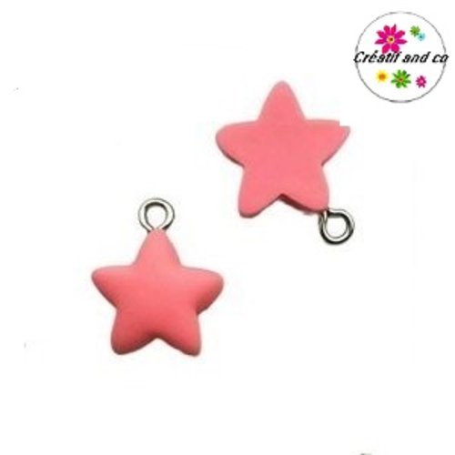 Breloque étoile rose résine 15mm