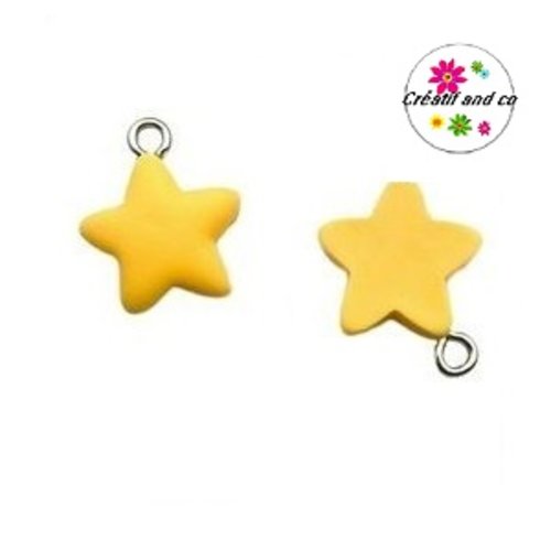 Breloque étoile jaune d'or résine 15mm