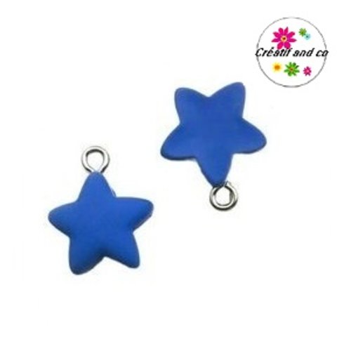Breloque étoile bleu résine 15mm