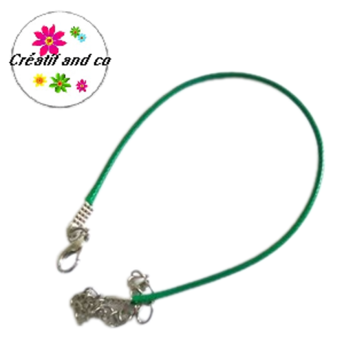 Bracelet coton enduit vert 19cm