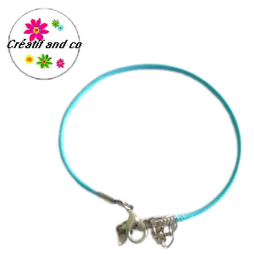 Bracelet coton enduit bleu clair 19cm