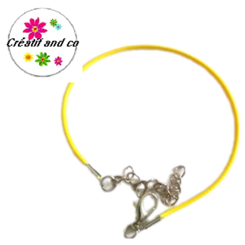 Bracelet coton enduit jaune 19cm
