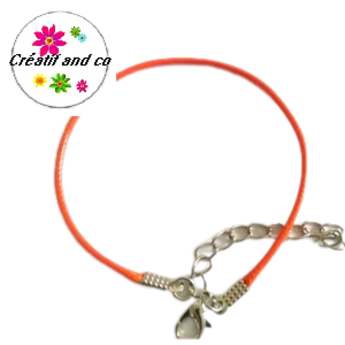 Bracelet coton enduit orange 19cm