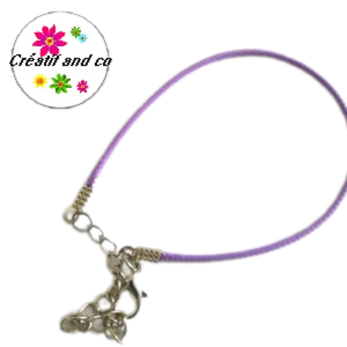 Bracelet coton enduit parme 19cm