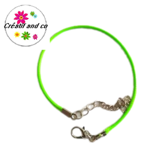 Bracelet coton enduit vert flashy 19cm