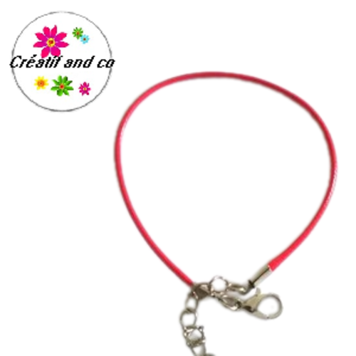 Bracelet coton enduit rouge 19cm