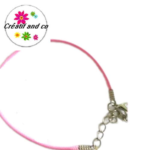 Bracelet coton enduit rose 19cm