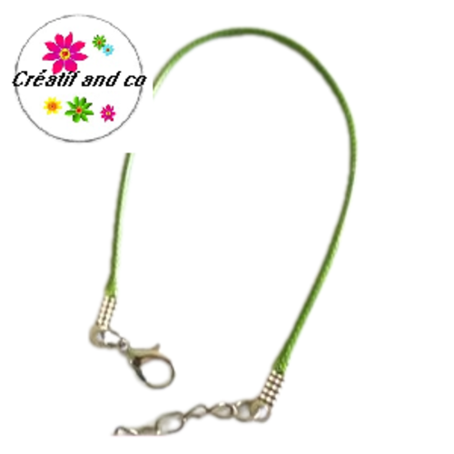 Bracelet coton enduit vert olive 19cm