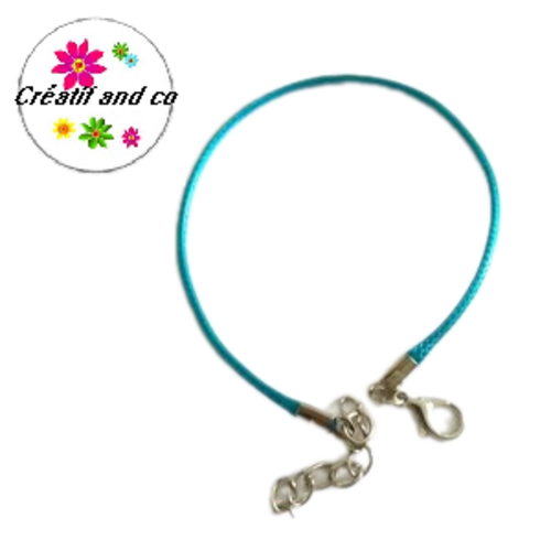Bracelet coton enduit bleu canard 19cm