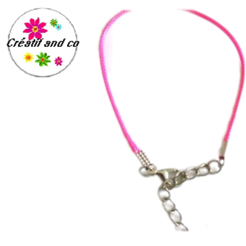 Bracelet coton enduit fuchsia 19cm