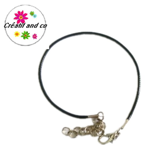 Bracelet coton enduit noir 19cm
