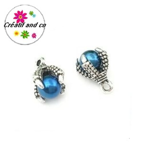 Pendentif griffe de dragon et sa perle bleu roi