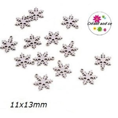 Petit pendentif flocon de neige acier inoxydable 13mm