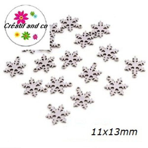 Petit pendentif flocon de neige acier inoxydable 13mm