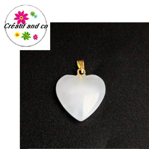 Pendentif coeur blanc en verre 23mm