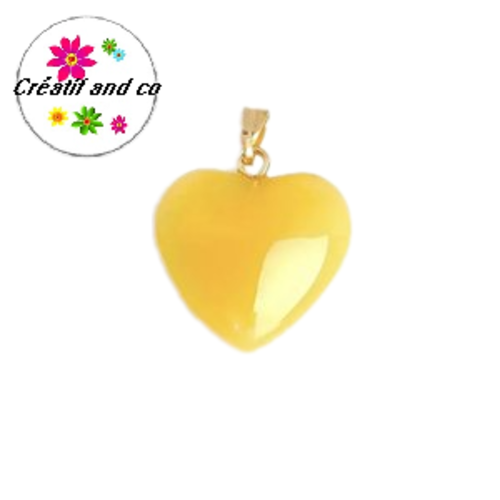 Pendentif coeur jaune en verre 23mm