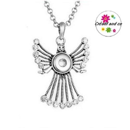 Collier ange avec strass pour bouton pression 12mm