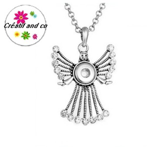 Collier ange avec strass pour bouton pression 12mm