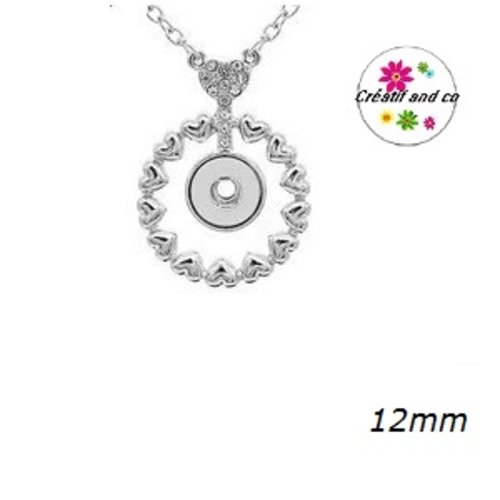 Collier cercle de coeur pour bouton pression 12mm