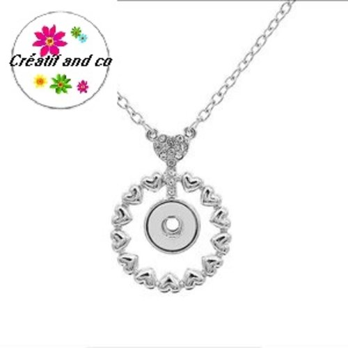 Collier cercle de coeur pour bouton pression 12mm