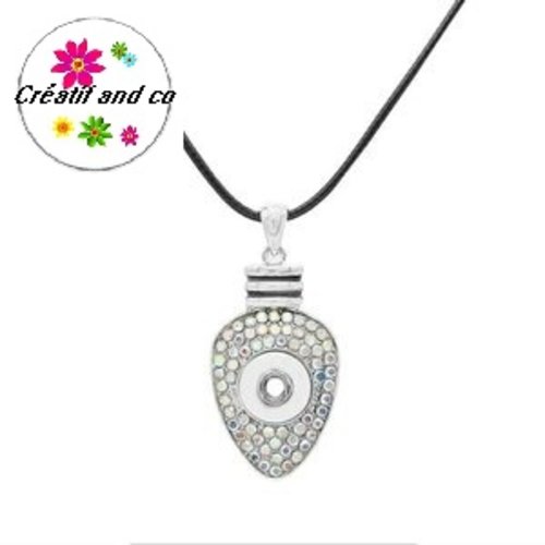 Collier pendentif strass rosé pour bouton pression 12mm