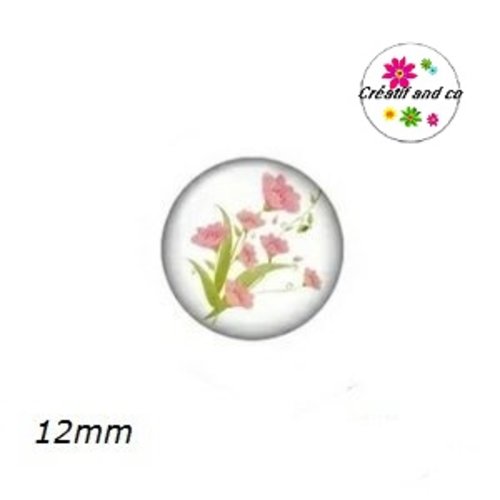 X2 cabochons fleuris 12mm