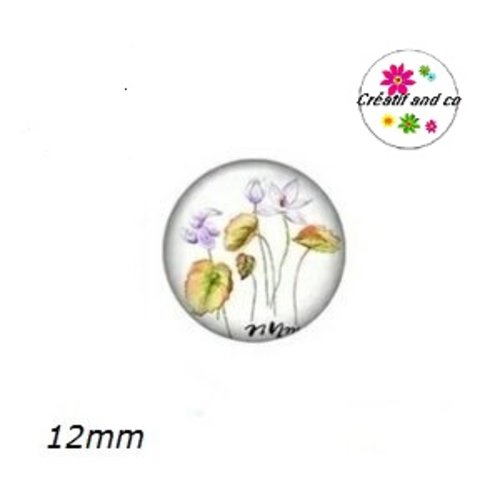 X2 cabochons fleuris 12mm