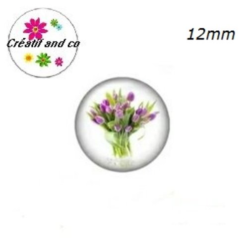 X2 cabochons fleuris 12mm