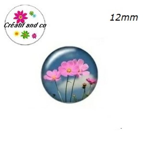 X2 cabochons fleuris 12mm