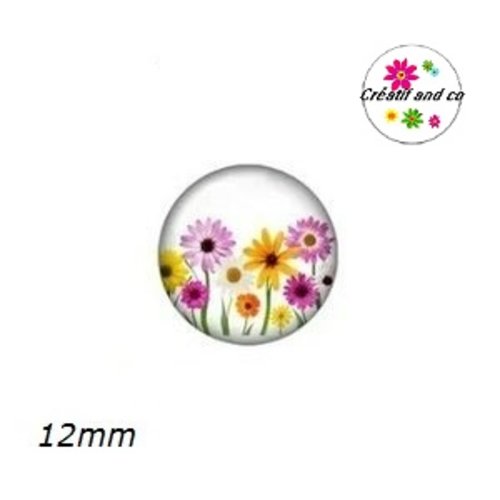 X2 cabochons fleuris 12mm