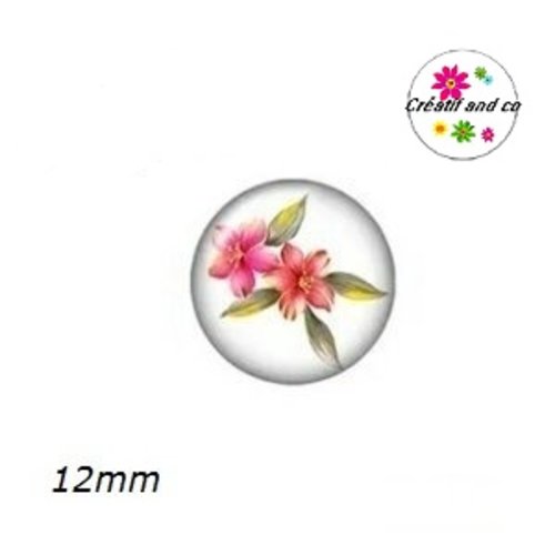 X2 cabochons fleuris 12mm