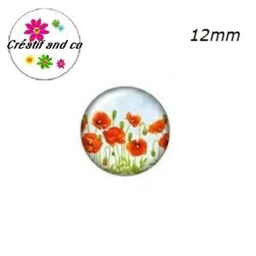X2 cabochons fleuris 12mm