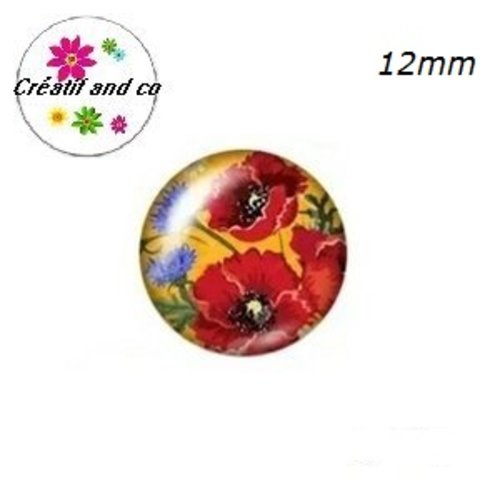 X2 cabochons fleuris 12mm