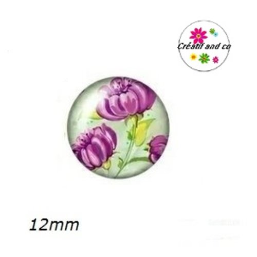X2 cabochons fleuris 12mm