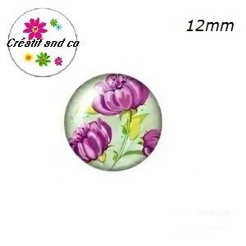X2 cabochons fleuris 12mm