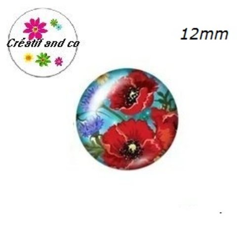 X2 cabochons fleuris 12mm
