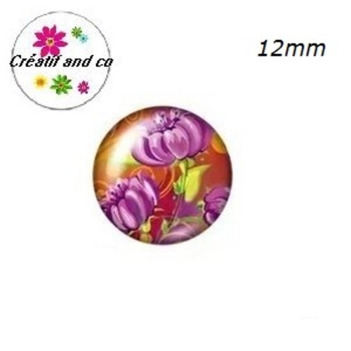 X2 cabochons fleuris 12mm