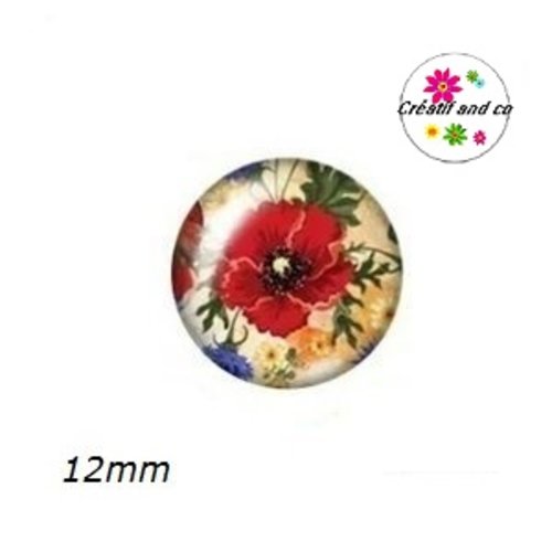 X2 cabochons fleuris 12mm
