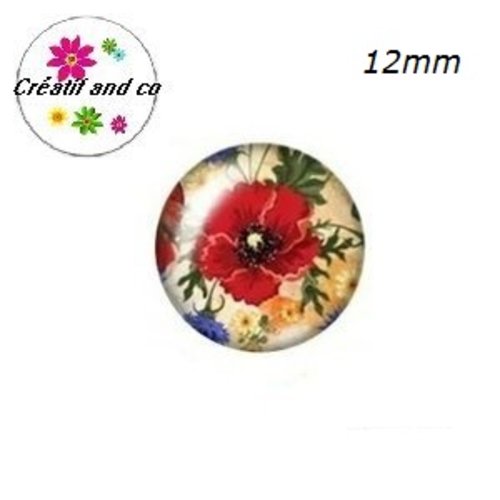 X2 cabochons fleuris 12mm