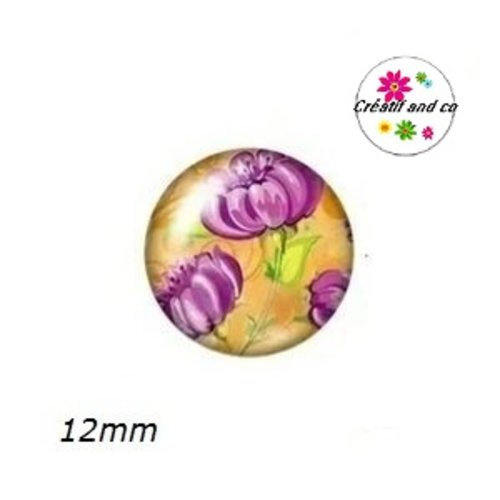 X2 cabochons fleuris 12mm