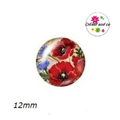 X2 cabochons fleuris 12mm