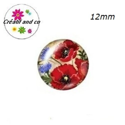 X2 cabochons fleuris 12mm