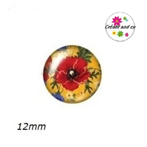 X2 cabochons fleuris 12mm