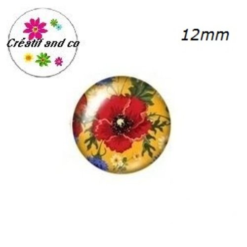 X2 cabochons fleuris 12mm