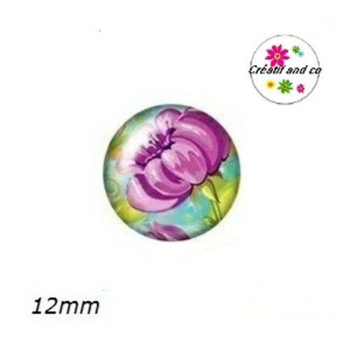X2 cabochons fleuris 12mm