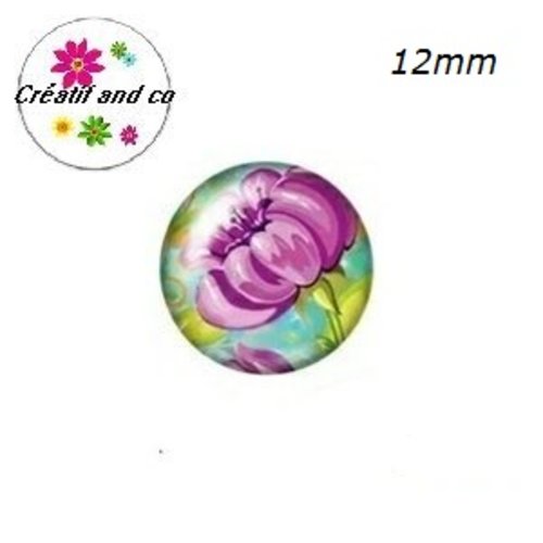 X2 cabochons fleuris 12mm