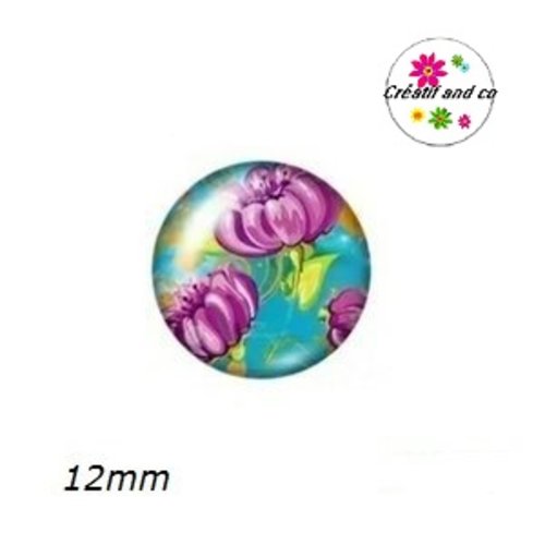 X2 cabochons fleuris 12mm