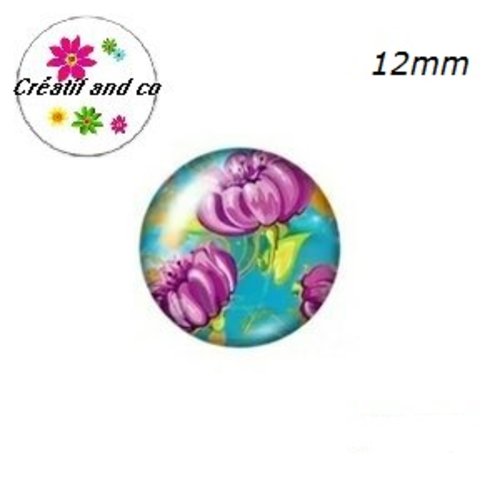 X2 cabochons fleuris 12mm