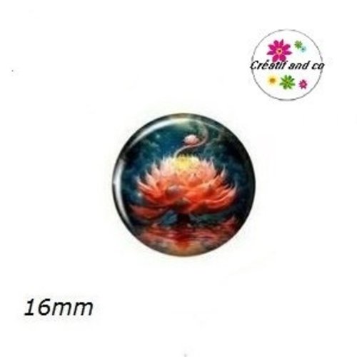 X2 cabochons fleur de nénuphar 16mm